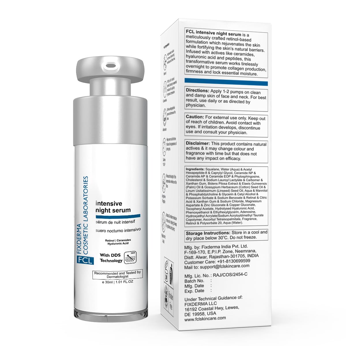 FCL Intensive Night Serum | Anti Aging Night Face Serum | Anti Wrinkle Face Serum 30ml (Pack of 1)
