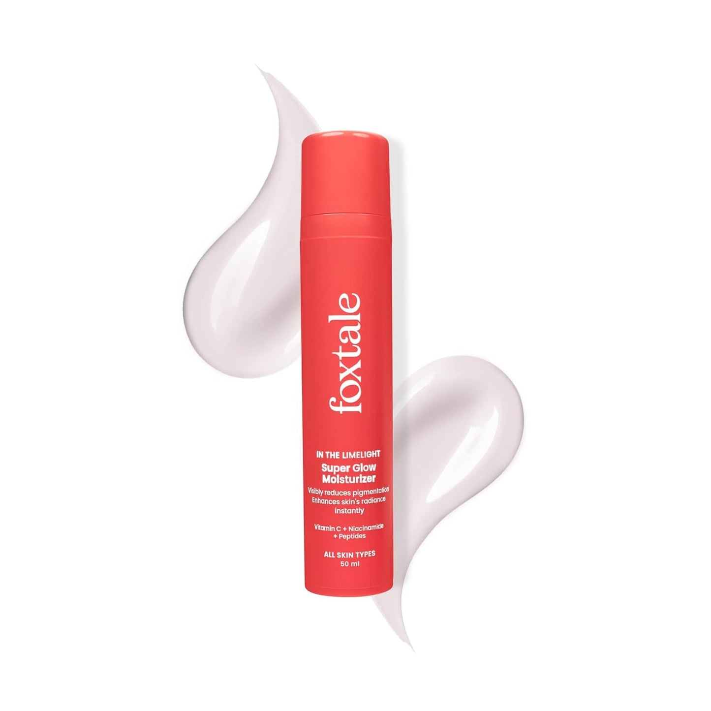 Foxtale Vitamin C Super Glow Moisturizer with Niacinamide & Peptides, Visibly Reduces Pigmentation, Enhances Skins Brightness Instantly, For All Skin Types, Women & Men - 50ml, Cream