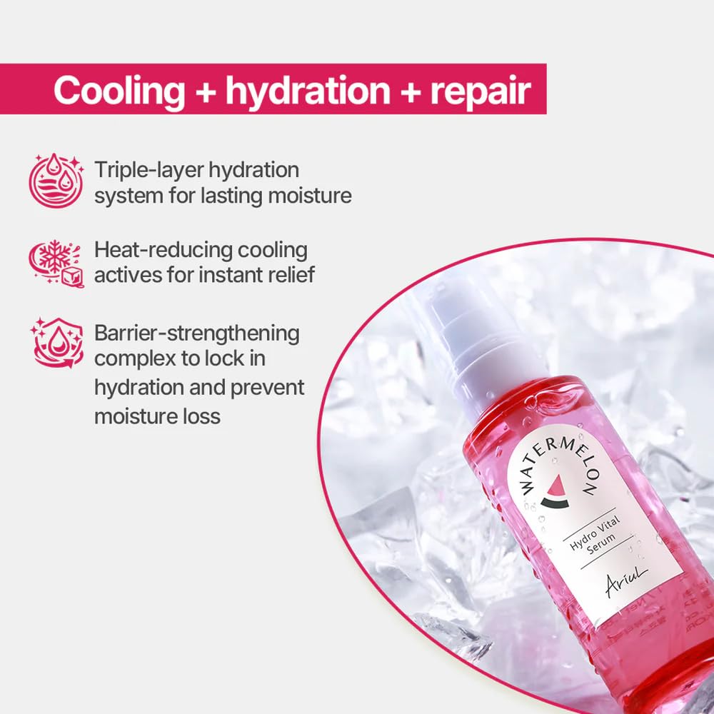 Ariul Watermelon Hydro Glow Serum (55ml) Korean Hydrating Glow Face Serum with Watermelon Extract