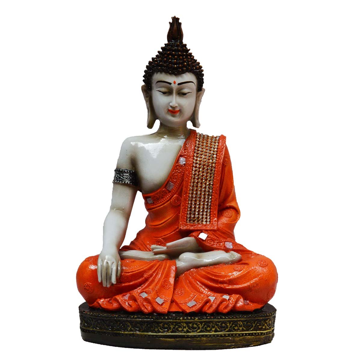 Meditating Buddha Statue (17.5 cm x 12.5 cm x 30 cm, Orange)