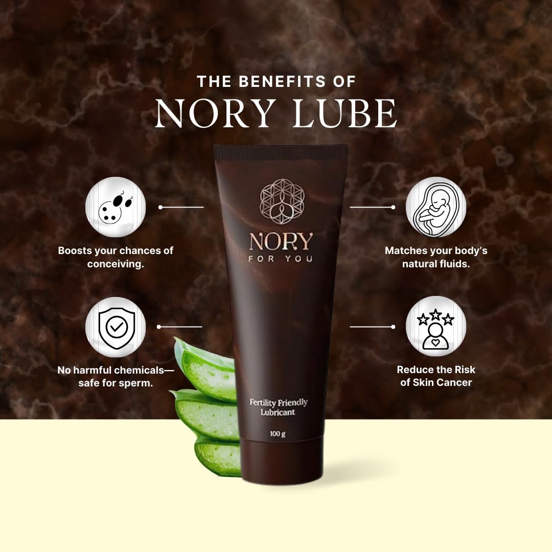 Nory First Fertility Friendly Personal Water Based Lube (100gm) Organic, Non-Staining Aloe Vera Lubricant Gel for Privacy, Natural Luber for Men & Women