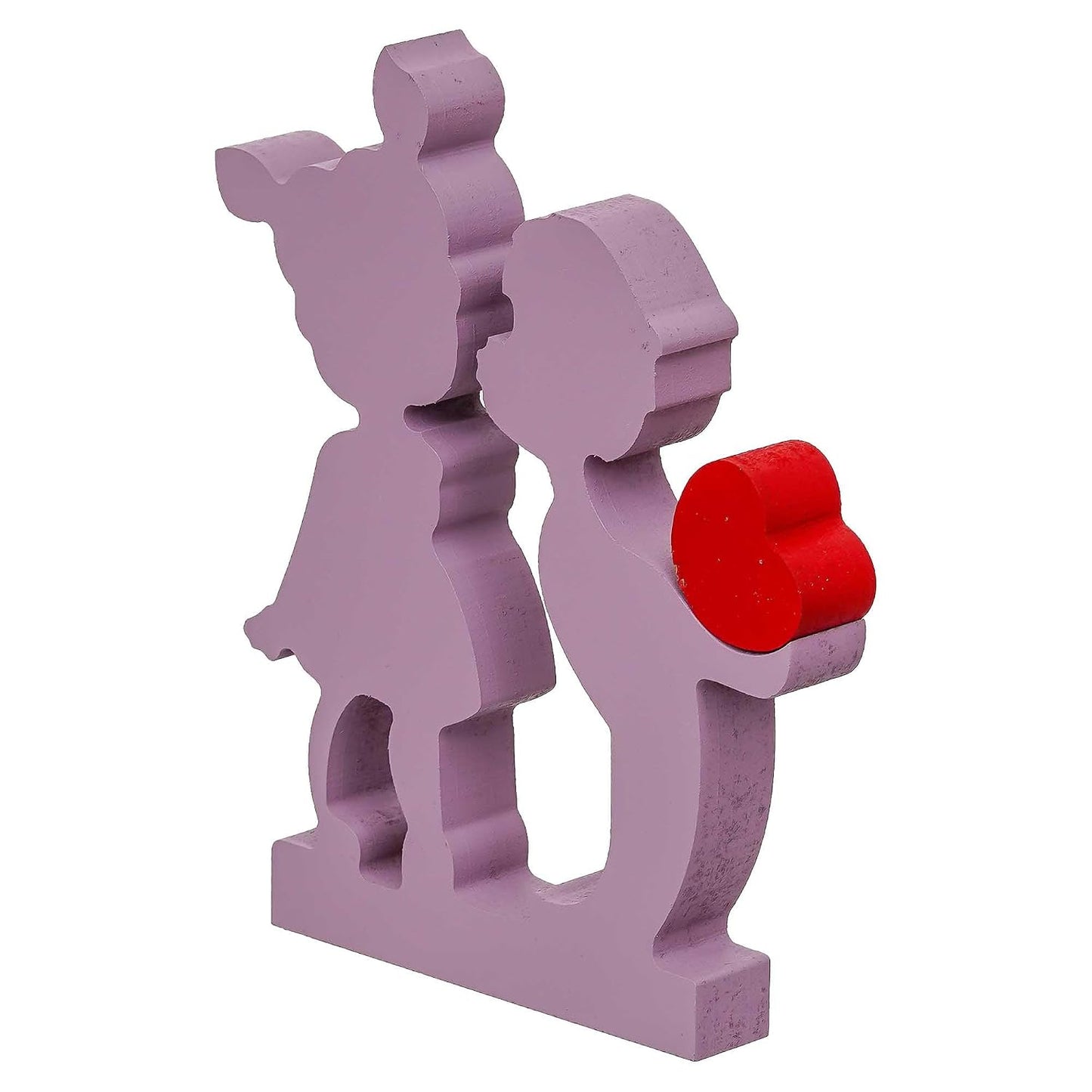 eCraftIndia Valentine Gift for Girlfriend Boyfriend | Wooden Boy Kissing Girl Love Heart Romantic Couple Showpiece | Valentine Day Gift for Husband Wife Him Her | Valentine Day Decoration Item