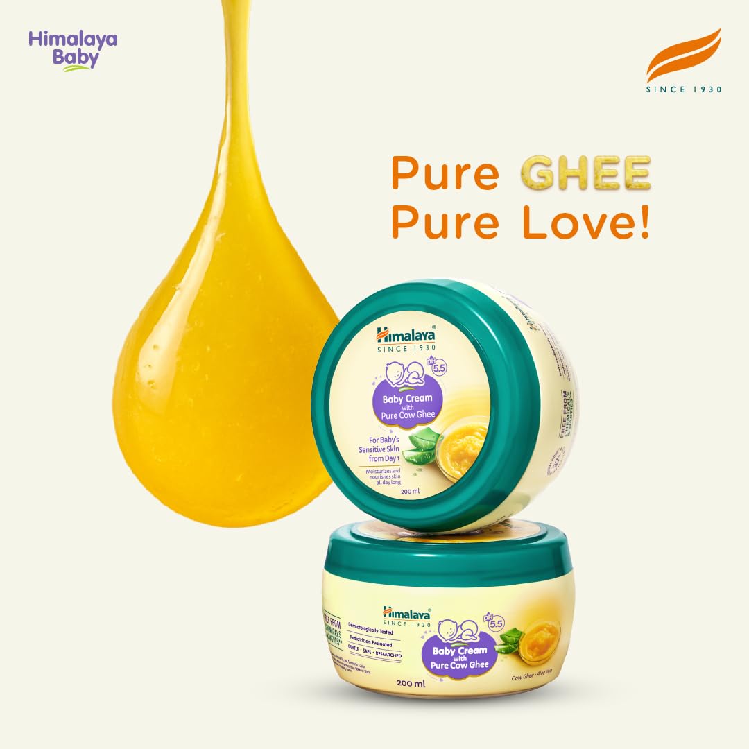 Himalaya Baby Cream with Pure Cow Ghee & pH5.5 (50ml)| Moisturizes & nourishes Skin All Day Long | for Dry and Sensitive Skin