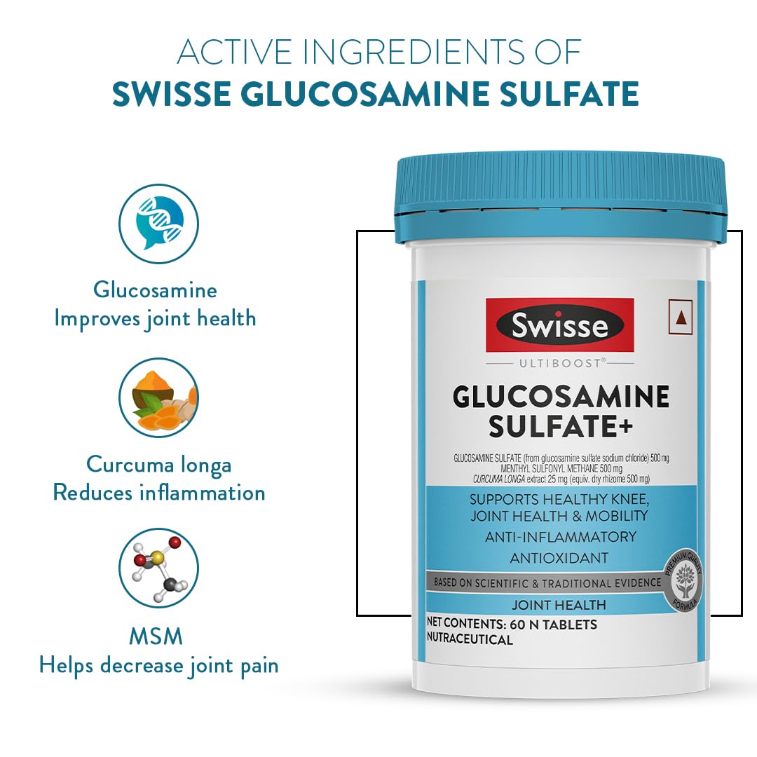 Zephivo Swisse Glucosamine Sulfate+ (60 Serving Pack, Only One Tablet Per Serving) - Higher Absorption Glucosamine - Supports Healthy Joints, Bones & Cartilage