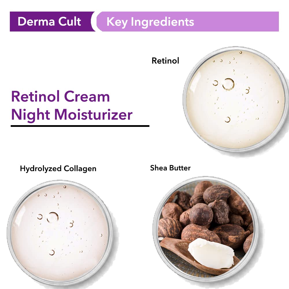 O3+ Derma Cult Retinol Cream Night Moisturizer for Wrinkles Radiance with Adaptogen, 25g