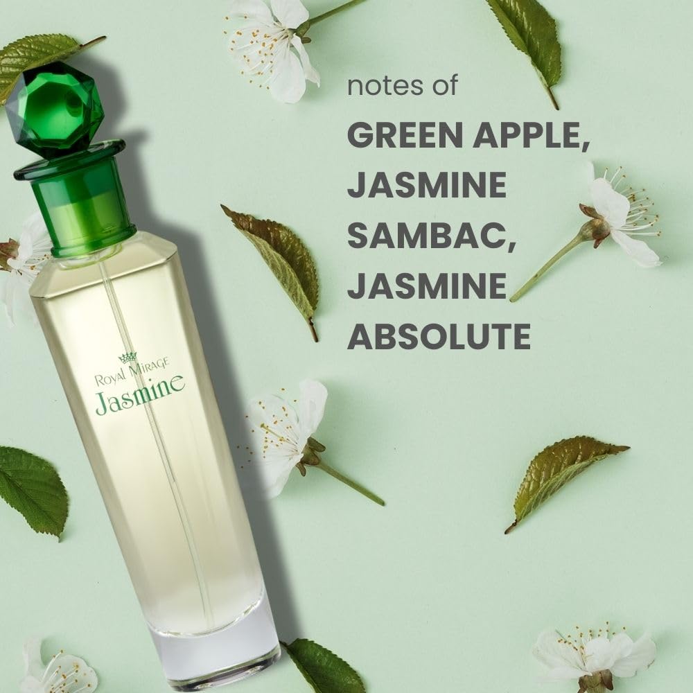 Royal Mirage Jasmine Eau De Toilette | Perfume for Women | Long-Lasting Floral Freshness | Green Apple, Jasmine & Clove Notes | Long-Lasting Fragrance | Everyday Elegance | Gift for Woman | 200ml