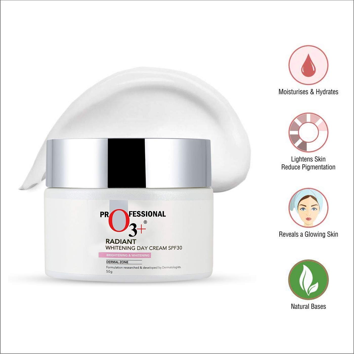 O3+ Radiant Day Cream Moisturiser SPF30 50g for Brightening & Glowing Skin | Moisturises & provides Sun Protection - All Skin Types