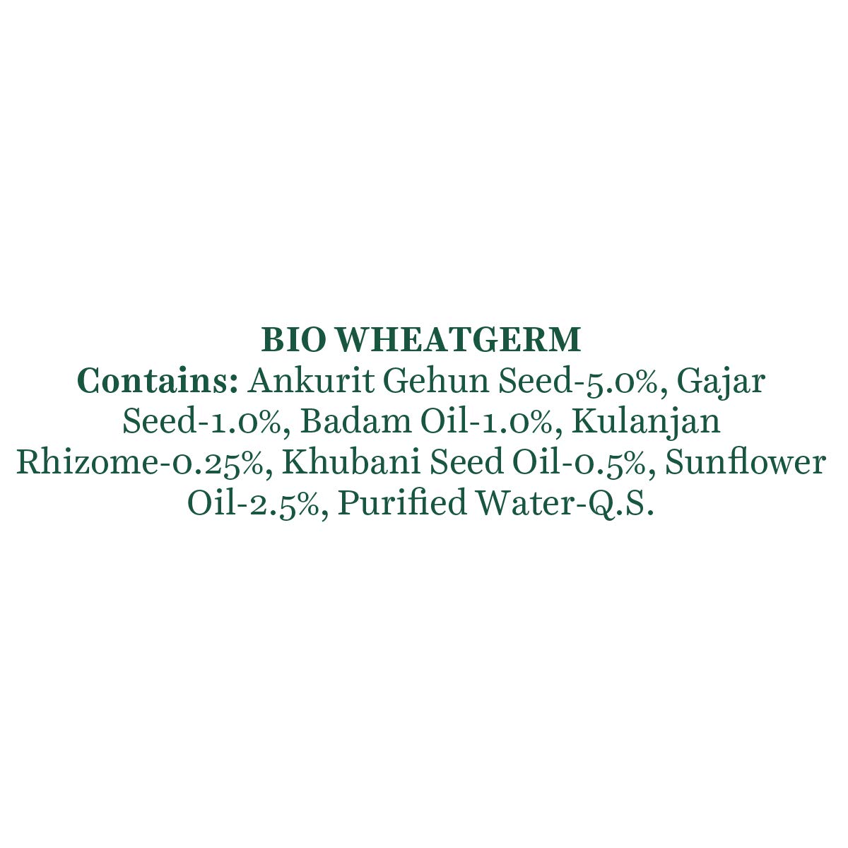 List of ingredients in BIO WHEATGERM on a white background