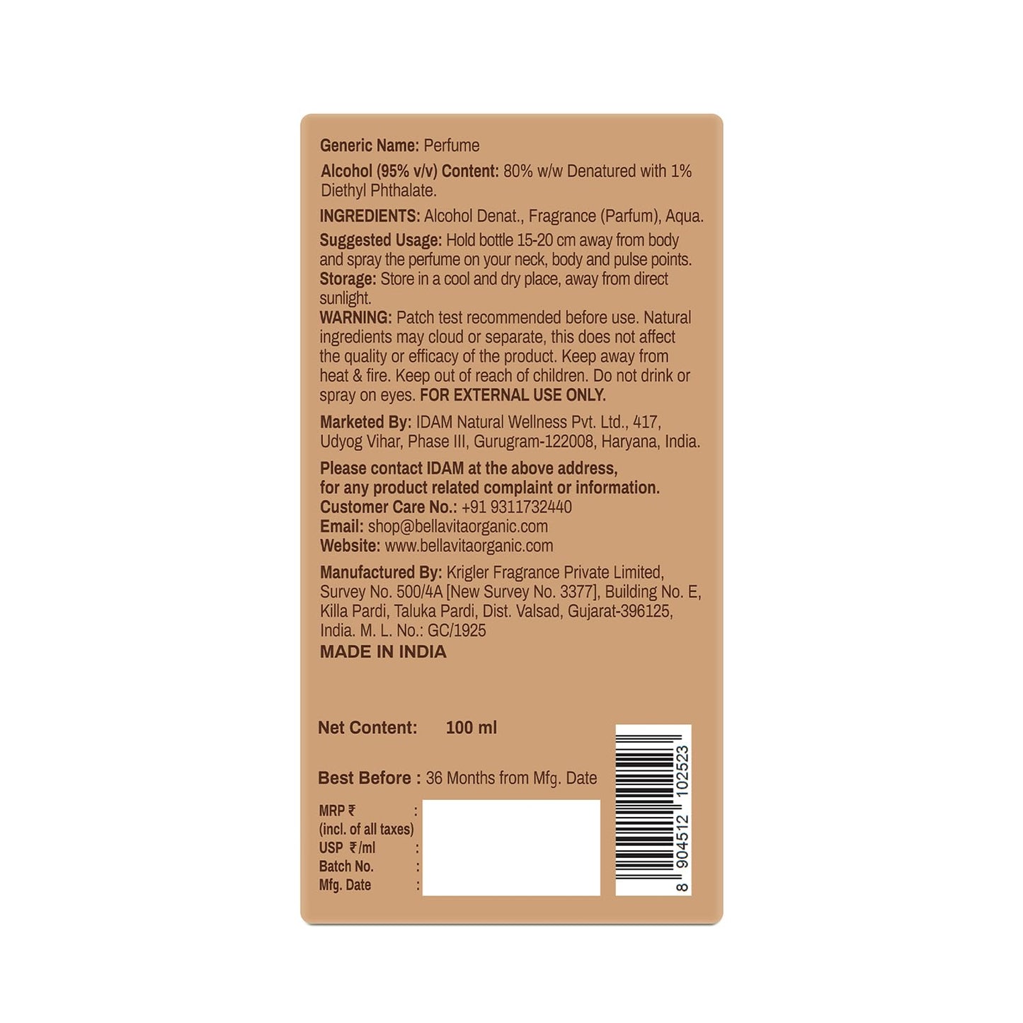BELLAVITA Steamy Coffee | Long Lasting EDP | 100ml | Perfume for Man | Perfume for Woman | Smells Like a Fresh Brewed Coffee | Vanilla, Almond & Sandalwood | Premium Unisex Gourmand Fragrance