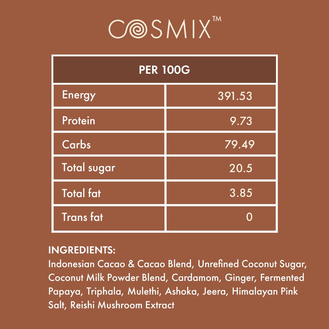 Cosmix My Happy Gut Chai Latte | For Improved Digestion & Overall Gut Health | Zero Refined Sugar, No Preservatives | Plant Based | Just add water & Enjoy (200g Pack of 1)