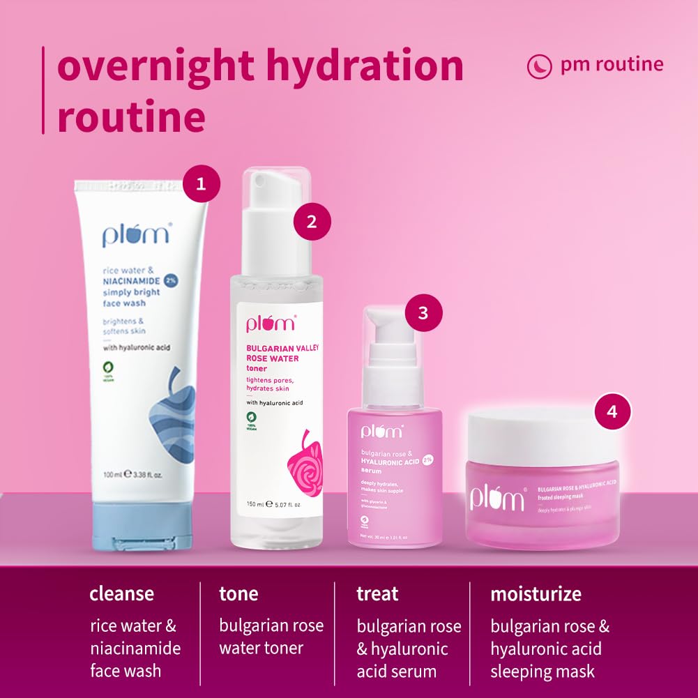 Plum Bulgarian Rose & Hyaluronic Acid Frosted Sleeping Mask | Overnight Hydration| Mattifying sorbet texture | 50g