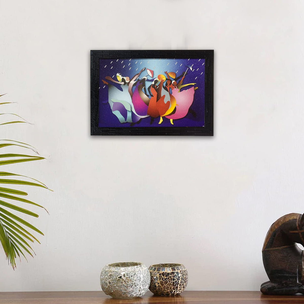 Wooden framed Modern Art Rain Painting | Ready to Hang- (Wooden Frame, Multicolor, 14 inch x 10 inch)