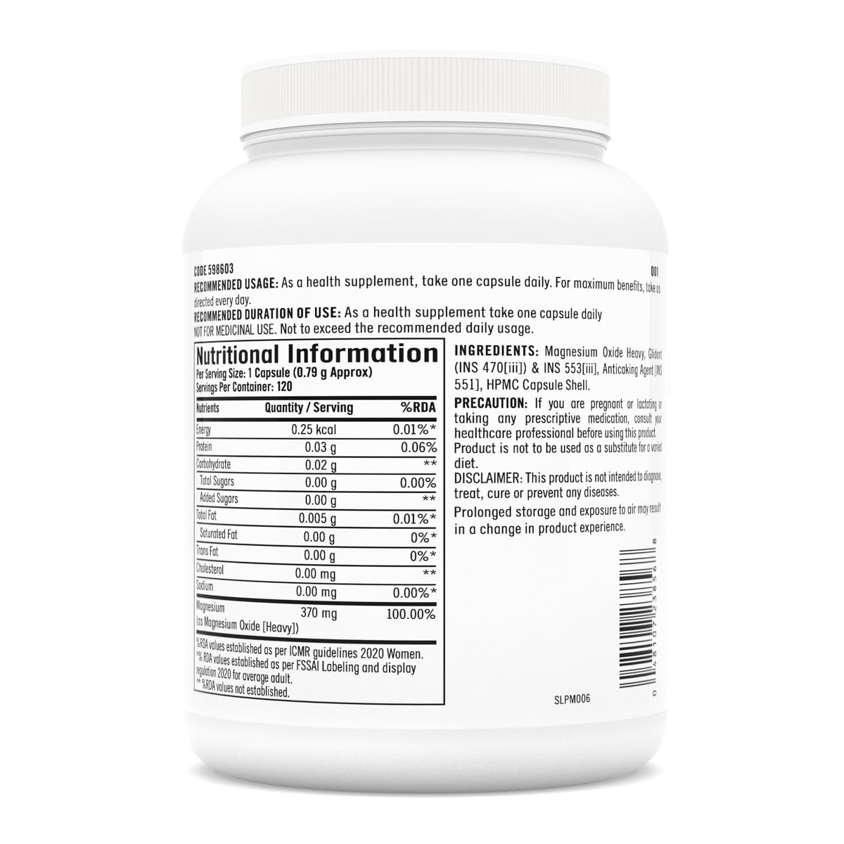 Zephivo GNC Magnesium 370mg | 120 Capsules | Strengthens Bones & Teeth | Promotes Calcium Absorption | Relieves Stress Symptoms | Supports Cell Functions | Formulated in USA | 370mg Per Serving