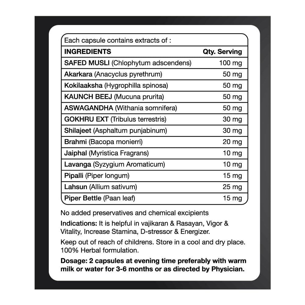 Max Ayurveda Dr Power Premium Capsules For Men - (30 Capsules) Stamina, Strength and Vitality Booster
