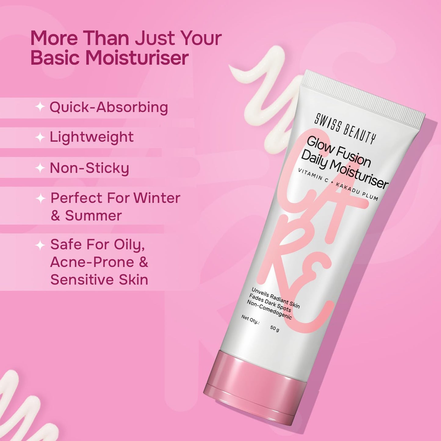 Swiss Beauty Care Glow Fusion Daily Moisturiser | With Vitamin C & Kakadu Plum Extract | Niacinamide & Orange Peel Extract | Boosts Glow | Fades Pigmentation | Super Hydrating | 50g