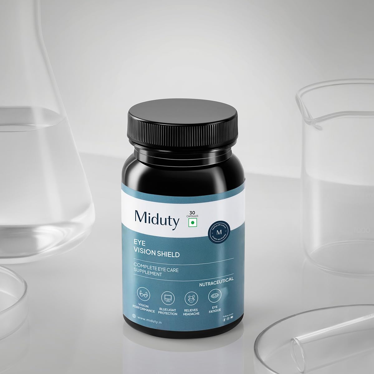 Zephivo Miduty by Palak Notes Eye Vision Shield Supplement for Dry Eyes Bilberry Fruit Extracts, Lutein, Beta Carotene, Zeaxanthin, Astaxanthin, Lycopene - Eye Vitamin for Blurry Vision - 30 Capsules