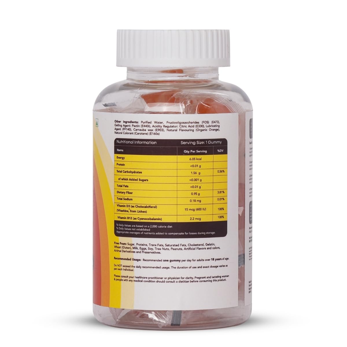 PATUH HEALTHCARE Vitamin D3 & B12 Gummies | 100% Vegetarian Formula | Sugar-Free Energy & Immunity Support Gummies for Men and Women | Orange Flavour Vegan Supplement | Pack of 1