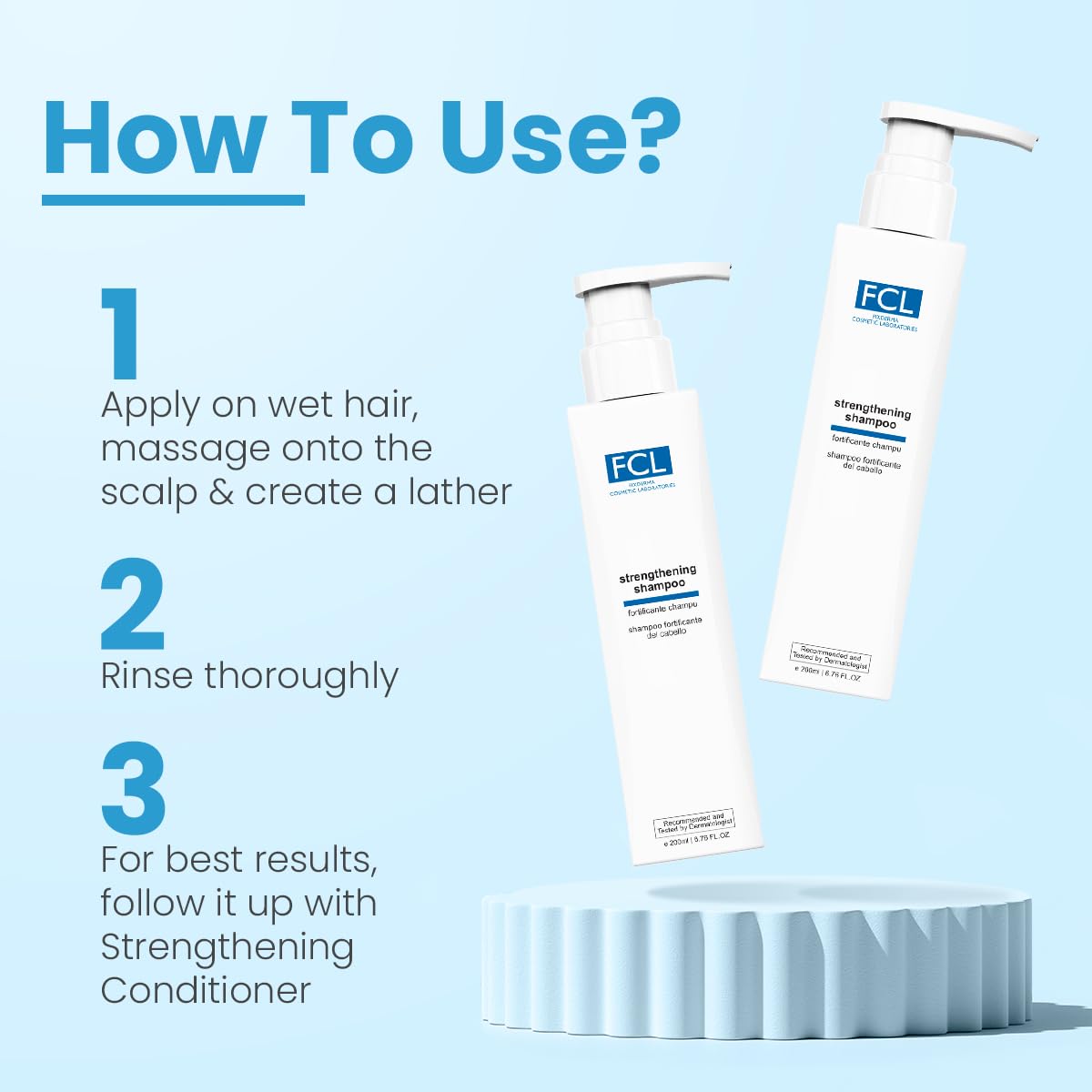 FCL Strengthening Shampoo| Strengthens Hair | Controls Hair Fall | Reduces Frizz | Promotes Hair Growth | Cleans Scalp | Mild Shampoo | Paraben & Sulphate Free - 200 Ml