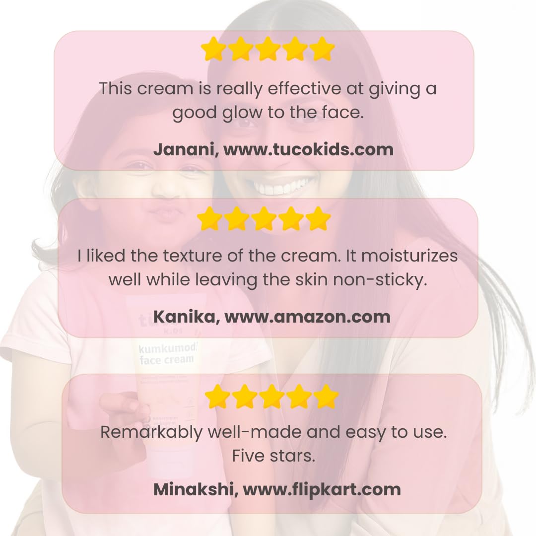 Tuco® Kids Kumkumadi Face Cream | Lightweight, Non Greasy & Fast Absorbing | Infused with Kumkumadi, Red Sandal Majistha & Turmeric | Fights Tan, Brighten Skin & Reduce Dull Spots | SLS & Paraben Free | Safe for Baby-50gm