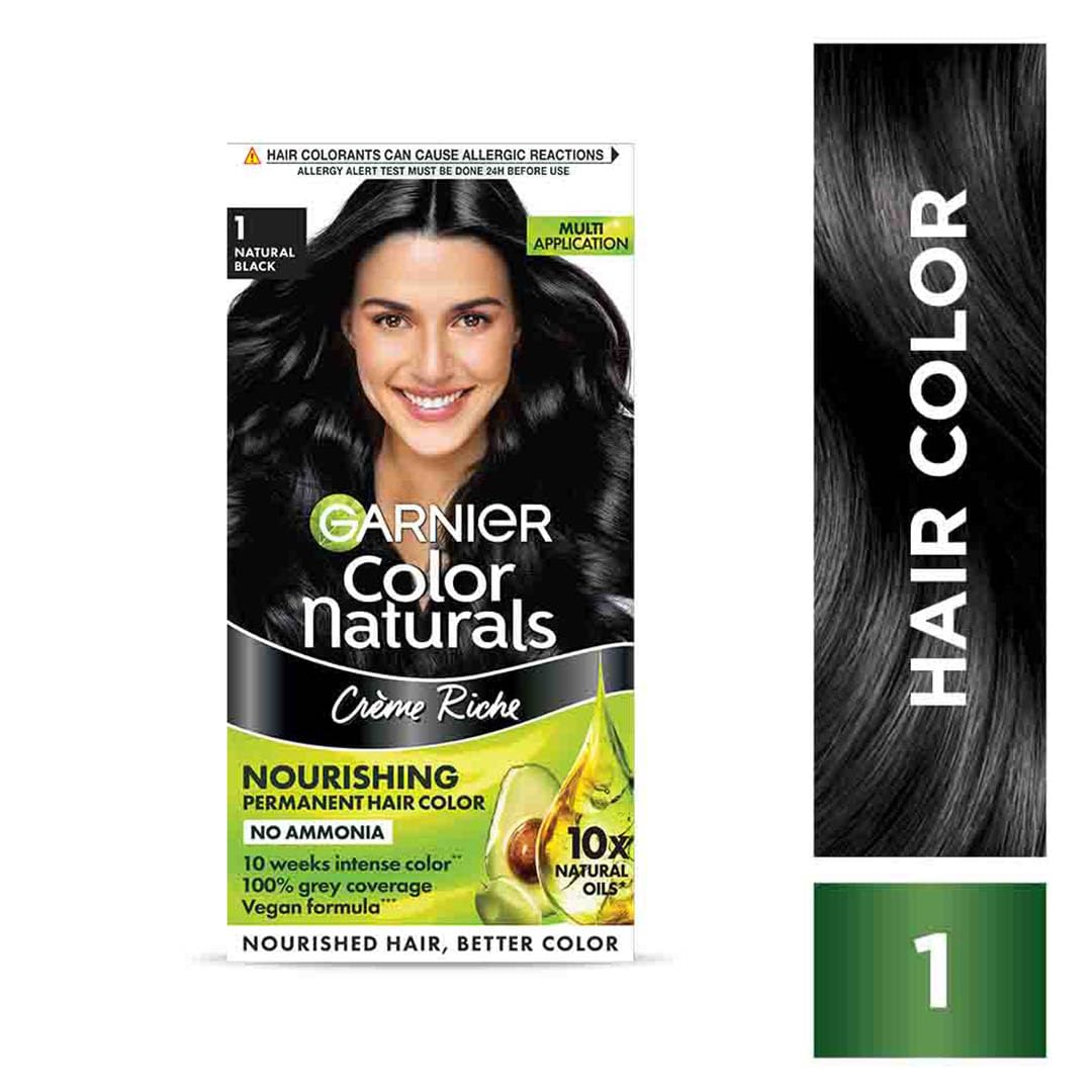 Garnier Color Naturals hair color packaging with a woman's face on a white background