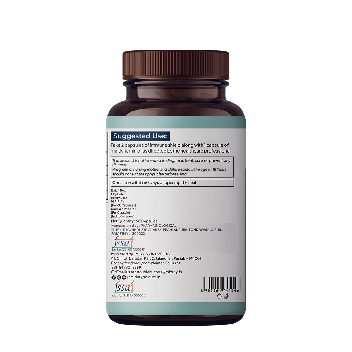 Zephivo Miduty by Palak Notes Immune Shield Bromelain For Seasonal Allergies, Boost Immunity, Nasal Drip, Difficulty Breathing, Nasal Congestion - Asthma - Allergy Medicine, Anti-Inflammatory - 60 Caps