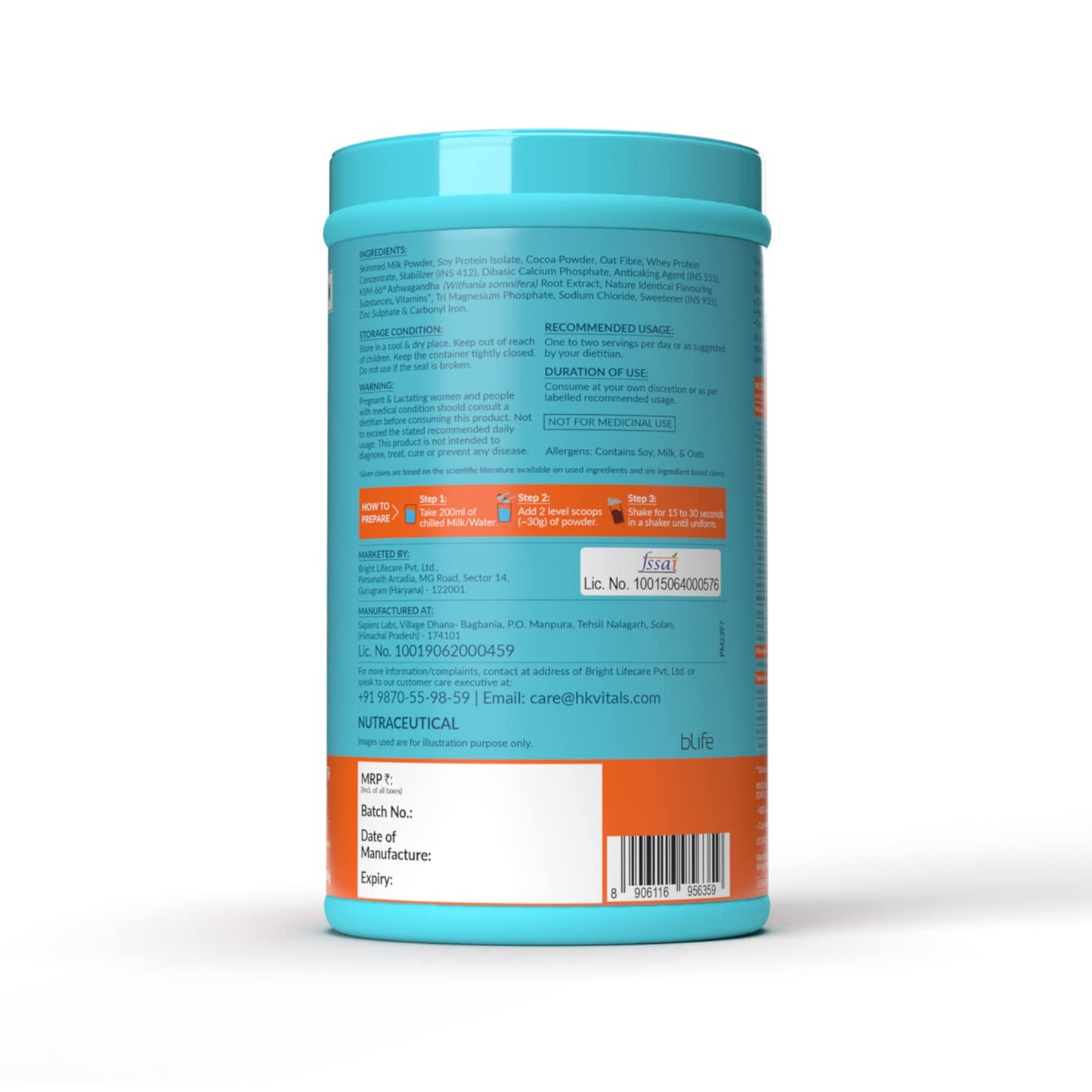 HealthKart HK Vitals ProteinUp Active (Chocolate, 400g / 0.88lbs) | All in One Triple Blend Protein | For Strength, Immunity, and Stress-Relief
