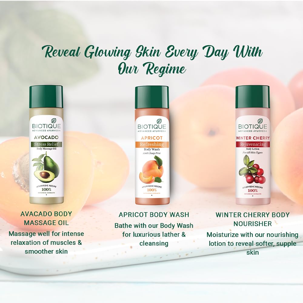 Biotique skincare products with text on a light background