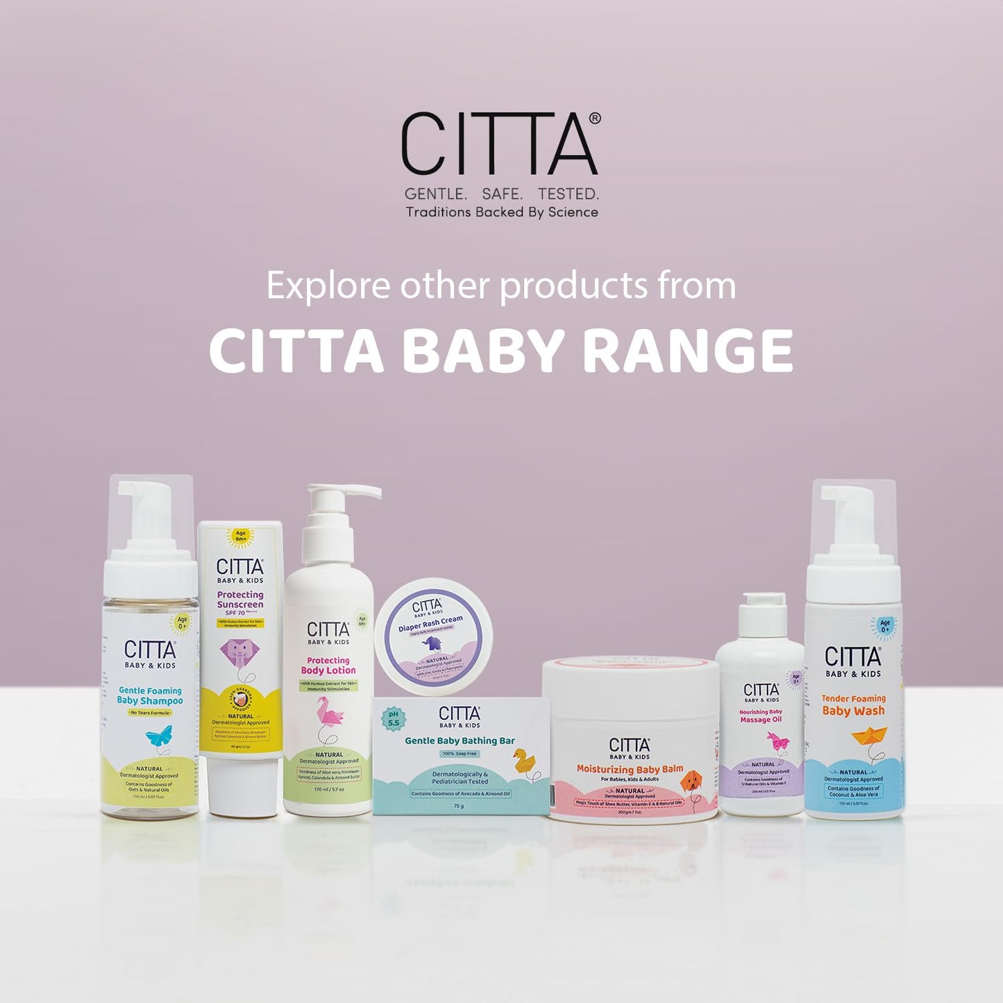 CITTA Bathing Bar for Babies & Kids | Soap-Free, No Tears | Dermatologist Approved pH Balanced Wash for Sensitive Skin | Olive Oil & Vitamin E for Soft & Glowing Skin | 75g |