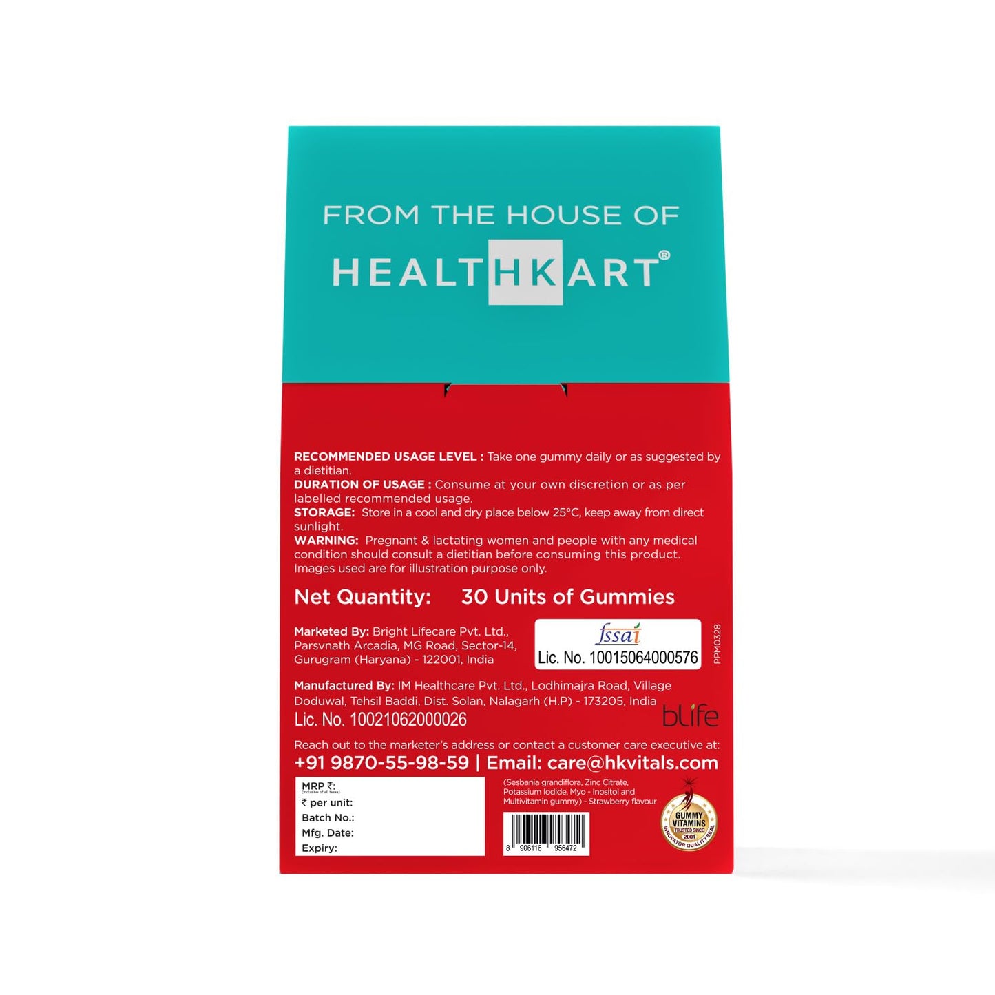 HealthKart HK Vitals Hair Multivitamin with DHT Blockers (30 Capsules) & Biotin Hair Gummies (Strawberry, 30 Gummies) Combo Pack