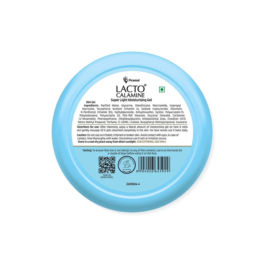 Lacto Calamine Super Light Moisturizer for Face | 150g | Moisturiser for Oily Skin with Niacinamide, Hyaluronic Acid | Face Moisturizer with 300% Instant Hydration, 90% Stronger Moisture Barrier