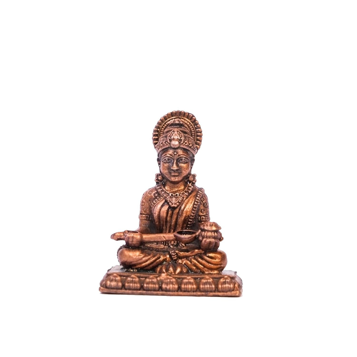 Pure Copper Saraswati MATA Murti | Handcrafted Copper Idol for Pooja Room, Vastu Decor | Traditional & Auspicious Religious Hindu God Showpiece & Gift Item | 45gm (4.5x3.5 cm)