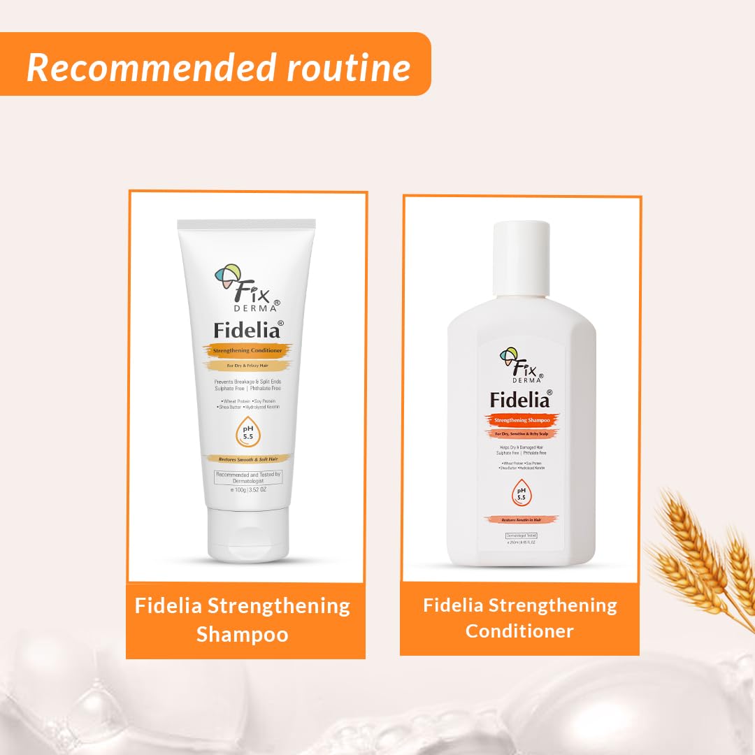 Fixderma Fidelia Strengthening Conditioner with Shea Butter & Wheat Protein for Frizzy & Dry Hair | Conditioner for Women & Men | Hair Conditioner - 100gm (Pack of 1)