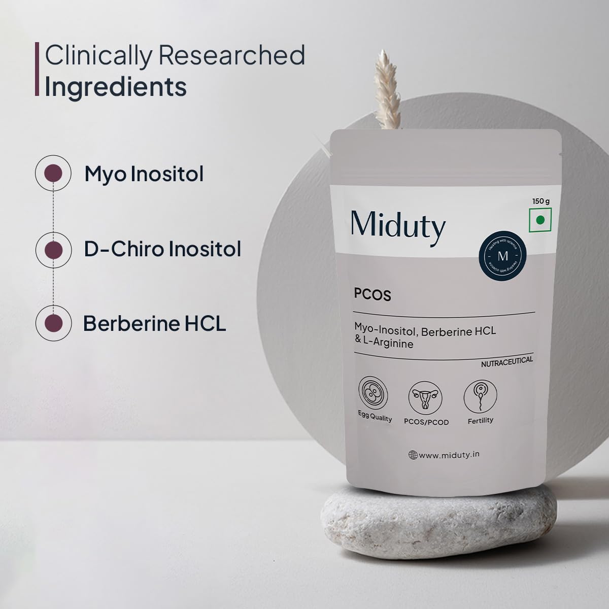 Zephivo Miduty by Palak Notes PCOS Powder Myo Inositol and D Chiro Inositol PCOD, PCOS Women Support, Menstrual Cycle and Irregular Periods - 150g