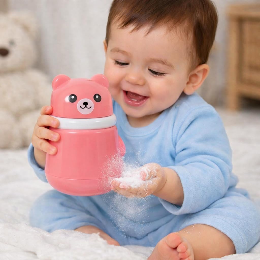 Mini Baby The Baby Store Portable Baby Skin Care Baby Powder Puff With Box Holder Container For New Born & Kids For Baby Face & Body (PINK)