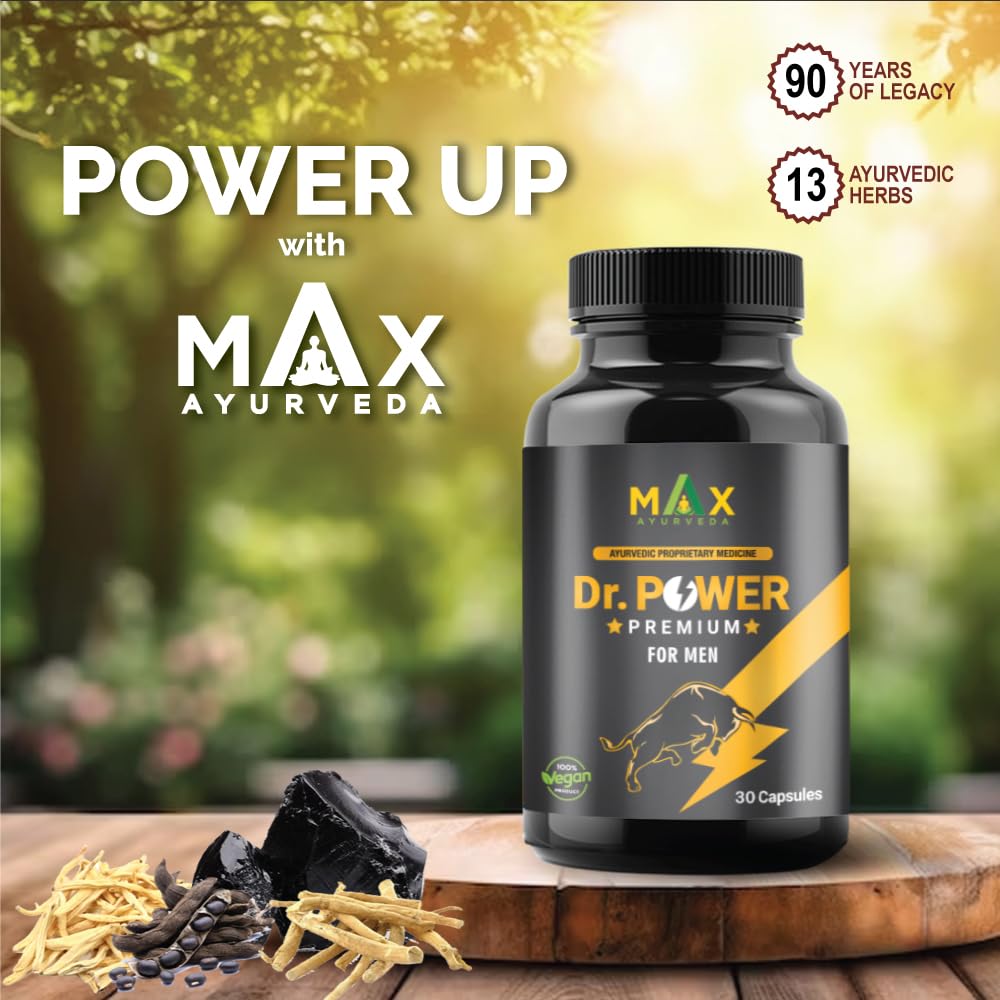 Max Ayurveda Dr Power Premium Capsules and Massage Oil For Men (30 Capsules + 20ml Oil Bottle) Combo Pack
