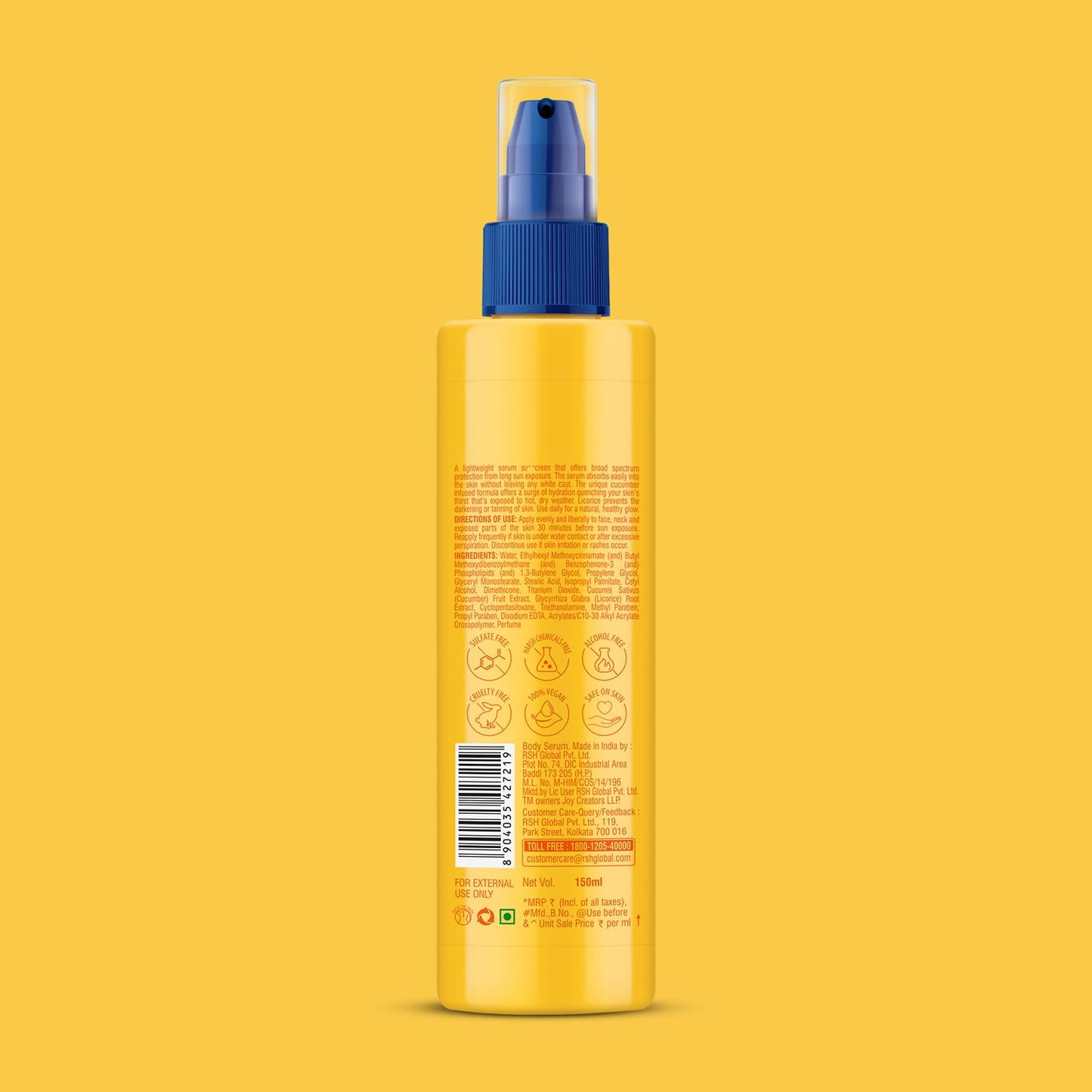 Joy Hello Sun Skin Brightening Body Sunscreen Lotion SPF 35 (150ml) | UVA + UVB Protection | Tan Control and Brightening | Lightweight, Fast Absorbing & Zero White Cast | For All Skin Types