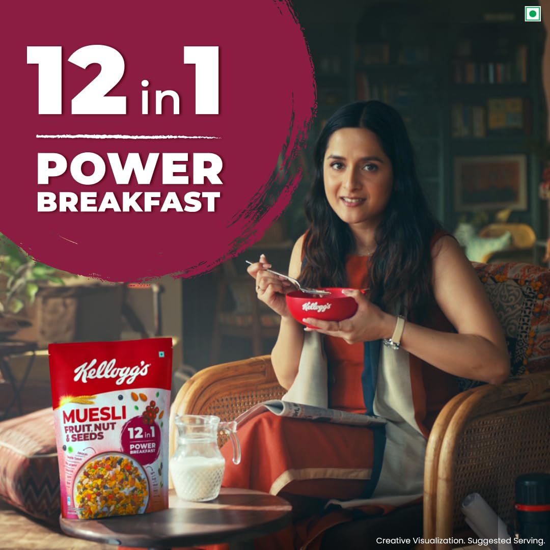 Kellogg's Muesli Fruit Nut & Seeds 750G | 12-In-1 Power Breakfast | USA'S No. 1 Muesli | Multigrain Breakfast Cereal