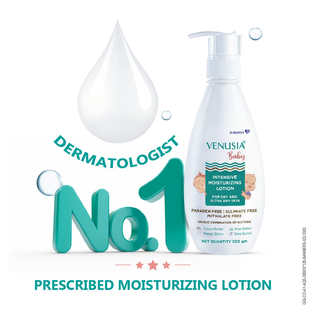 VENUSIA Dr. Reddy's Baby Intensive Moisturizing Lotion | Safe, Hydrating and Gentle | Goodness of Shea, Aloe, Cocoa and Mango Butter | Soothes Baby Skin | 300g
