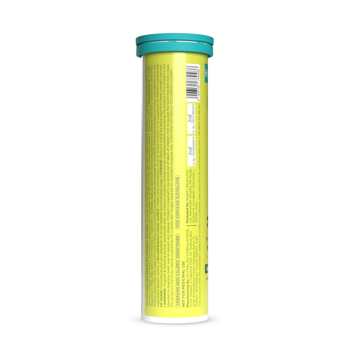 HealthKart HK VITALS L-Carnitine L-Tartrate 1200mg (Lemon Flavour, 30 Effervescent Tablets) | No Added Sugar