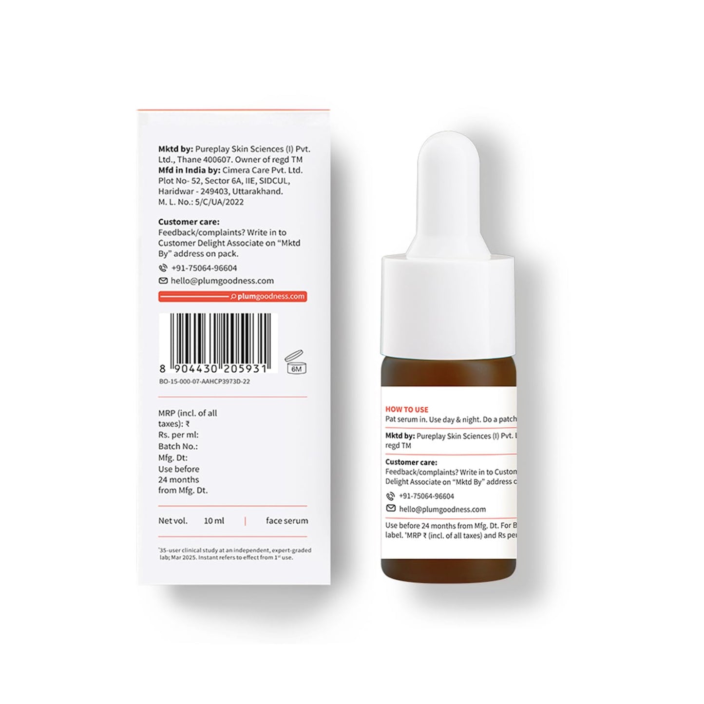 Plum 10% Vitamin C & Calendula Barrier Boosting + Glow Serum 10ml | 3% Niacinamide, 1% Hyaluronic Acid & Ceramide Complex | Reduces Pigmentation & Dark Spots | Boosts Glow | For Men & Women | All Skin Types