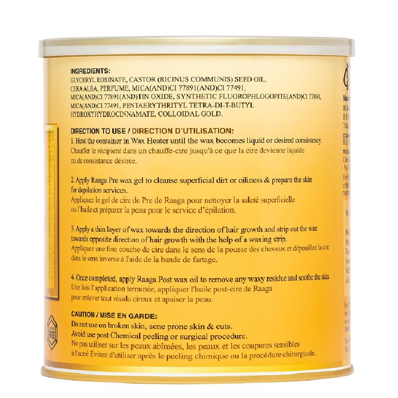 Raaga Professional Liposoluble Metallic Wax, Gold, 800 ml