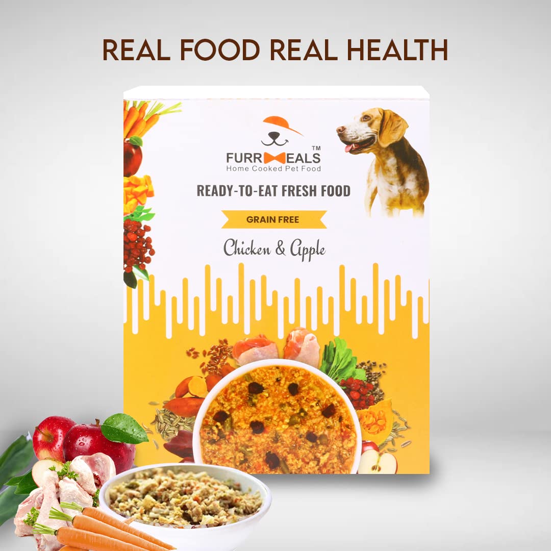 FurrMeals Wet Dog Food | Chicken and Apple | Grain Free | Pack of 1 x 300g | All Breed | Preservative Free | Ready-to-Eat Fresh Dog Food,All Life Stages