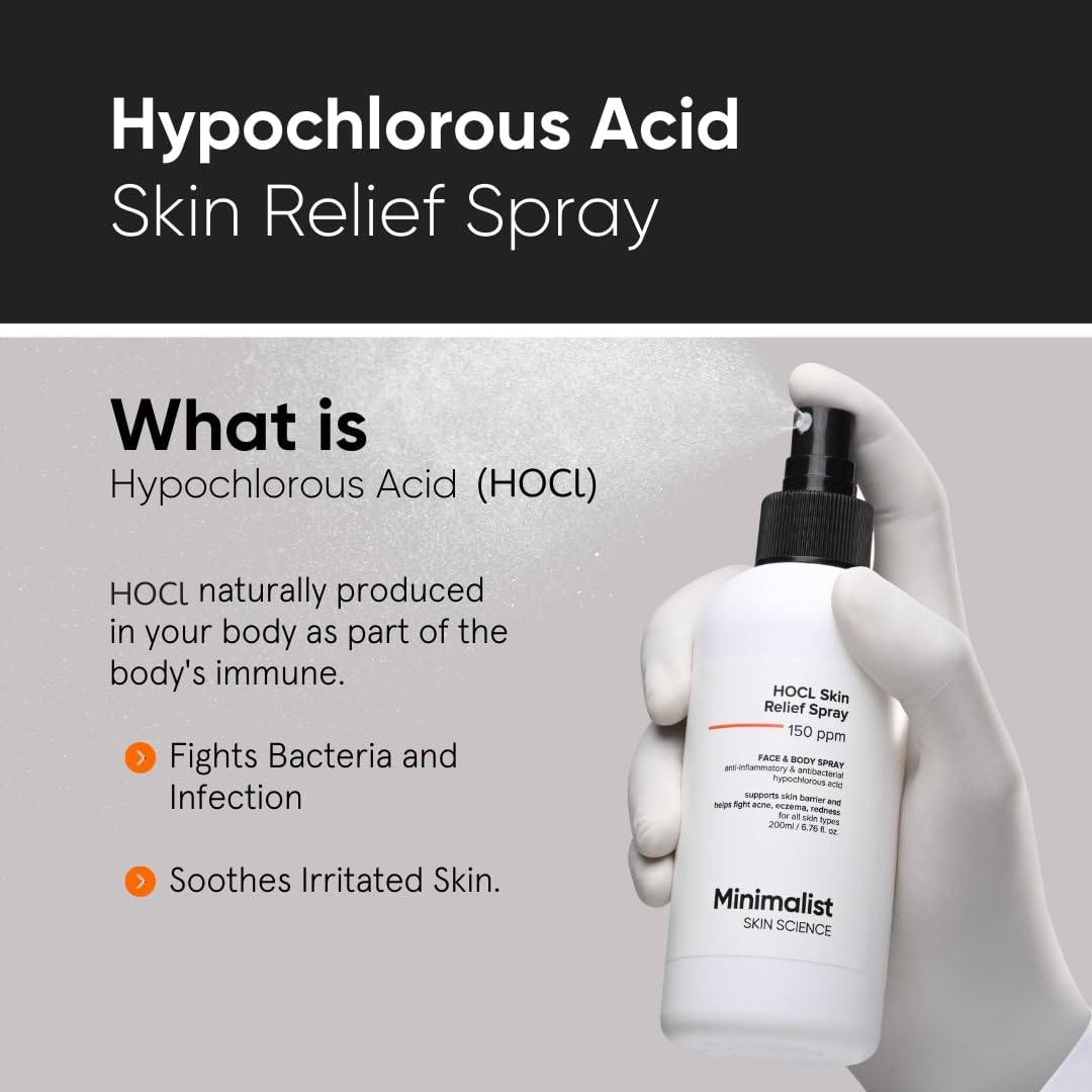Minimalist Anti-Acne HOCL Face & Body Spray For Skin Relief | Soothing & Repairing Toner for Skin Barrier Support | Quick Relief from Acne Flare, Eczema & Redness with Hypochlorous Acid | Refreshing & Odor-Control | 220 ml