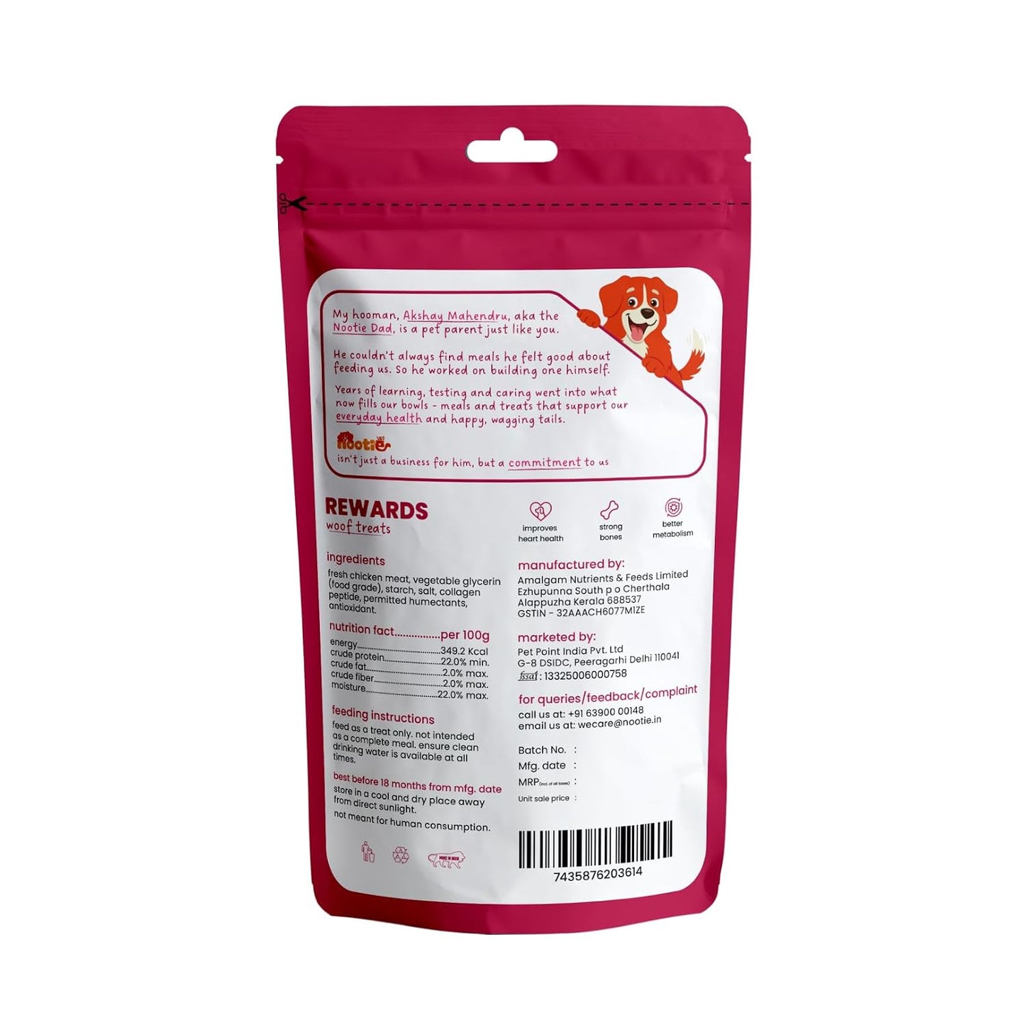 Nootie Rewards Real Chicken Tenders for Dogs 50g | High Protein Dog Treats