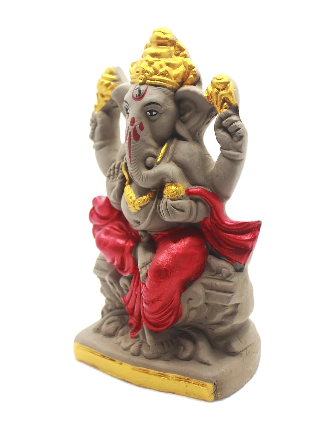 Bossify 100% Clay Eco-Friendly Ganesh Murti Idol for Visarjan 7 Inches | Shadu Mati Ganesh Murti | Ganpati Idol for Home | Ganpati for Ganesh Chaturthi | Home Decor