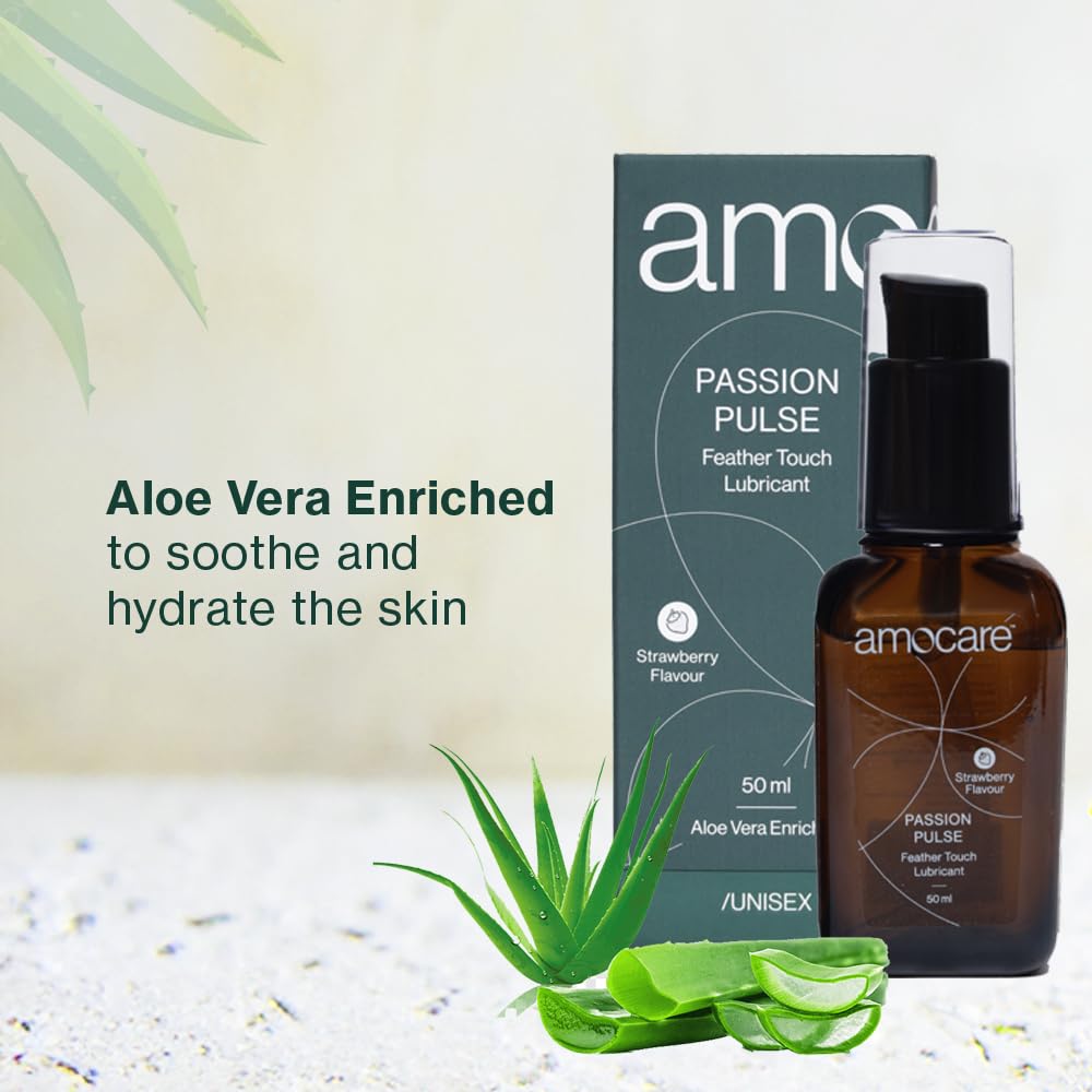 Amocare Long Lasting Lubricant Gel for Men & Women | Dermatologically Tested and pH balanced | Water-based, non-sticky, and no Nasties formula | Toy & Condom Compatible | Strawberry Flavour | 50 ml