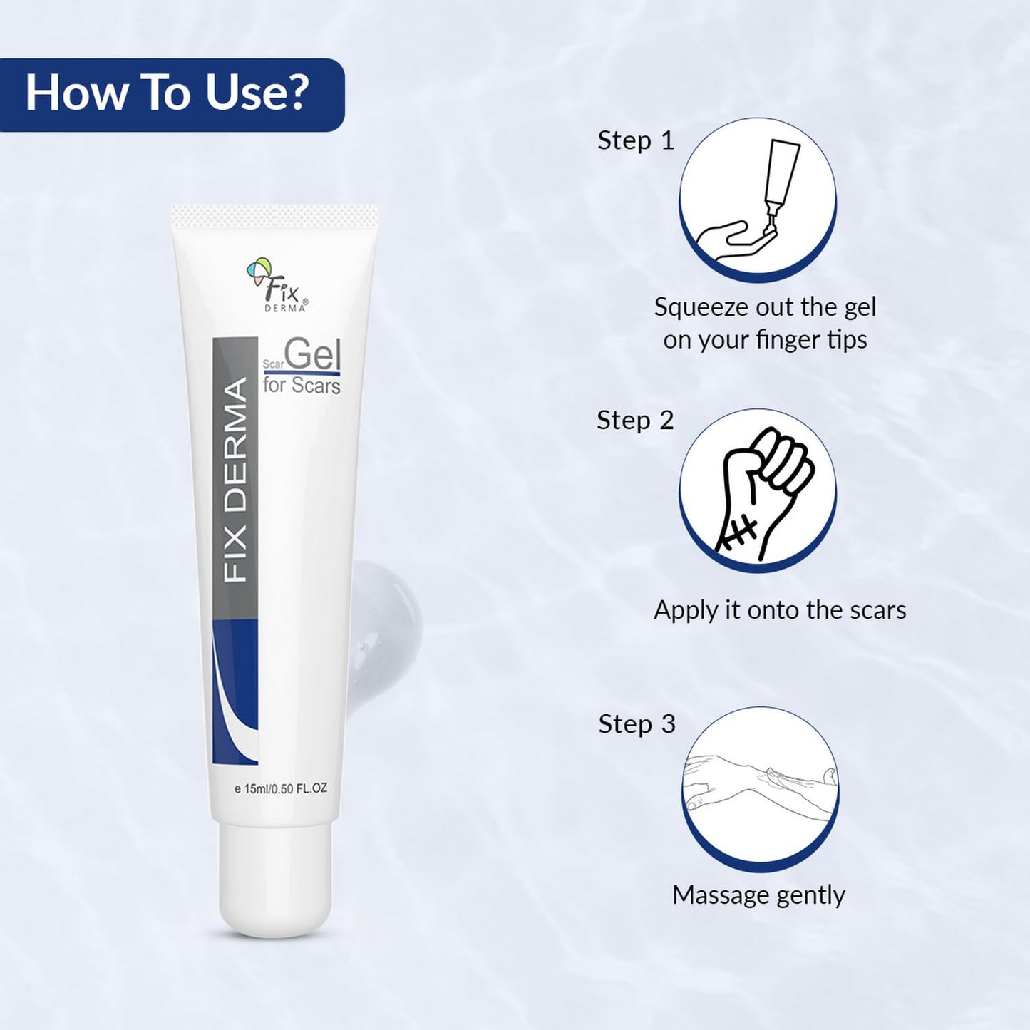 Fixderma Scar gel, Reduces Acne Scars, Surgery Scars, Injury Scars, Burn Scars, Keloid Scars, Scar Diminishing Gel, Scars due to Stretch marks, Suitable for all skin types- 15g