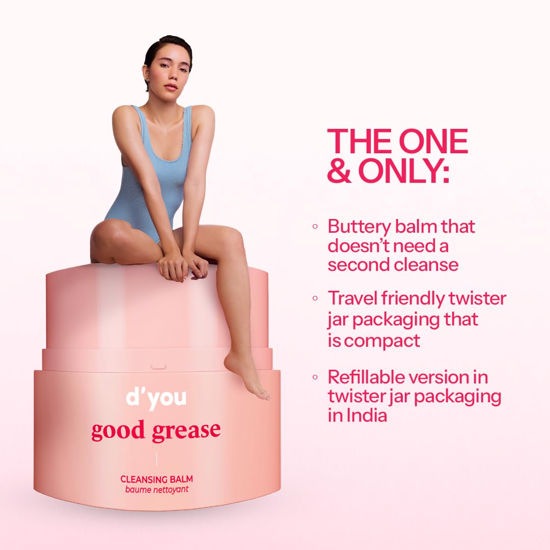 d’you Good Grease Refill | Buttery Cleansing Balm 50 ml Cleanses Makeup, SPF & Grime – Balm-to-Oil Deep Cleanser, Refillable Jar, Vegan & Gentle on Barrier