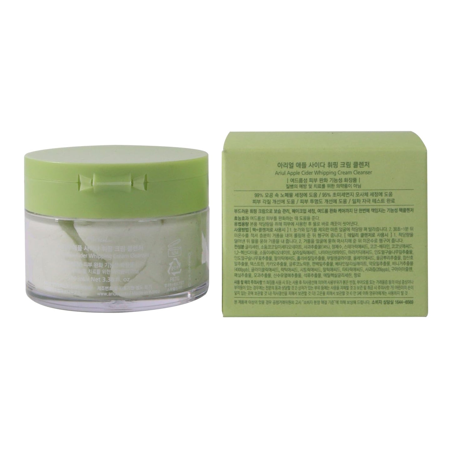 Ariul Apple Cider Whipping Cream Cleanser (100ml) Korean Deep Pore Face Cleanser with AHA BHA & Niacinamide, Gentle Exfoliating, Clears Clogged Pores, Balances Skin pH, Hydrating Whipped Foam Makeup Remover Cleanser