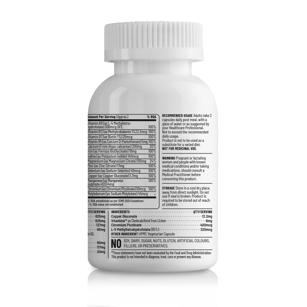 Zephivo Unived Basics Multivitamin & Minerals Capsule for Men | 100% RDA of all Vitamins with Algae Calcium & Plant-Based Vitamin D3 plus Important Minerals | Complete formulation for Health & Wellbeing